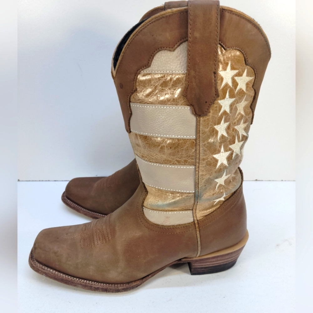 JB Dillon Reserve Patriot Tan Leather Western Boots Size 9 1/2 B